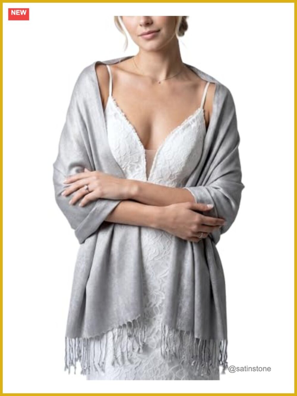 Sparkly Metallic Pashmina Shawl Wrap for Women – 100% Viscose Wedding Guest